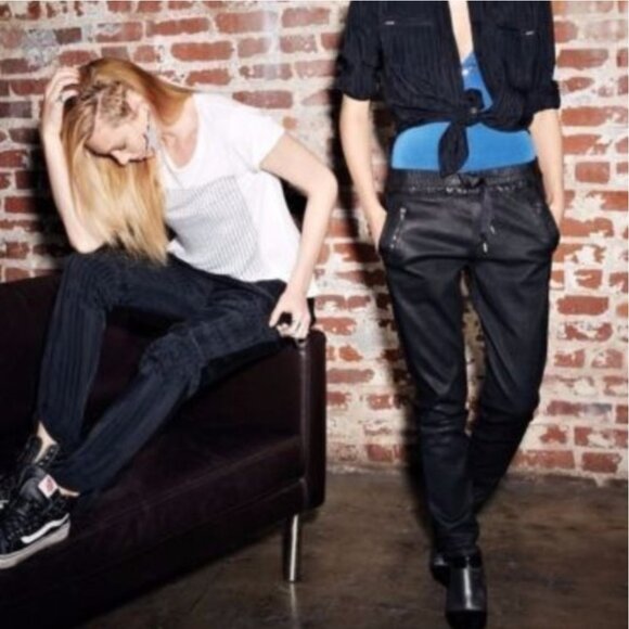Joe's Jeans Dasha Leather Slim Jogger Pants One Size